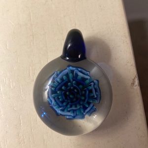 Flower Glass Pendant necklace, hand-made blown glass.